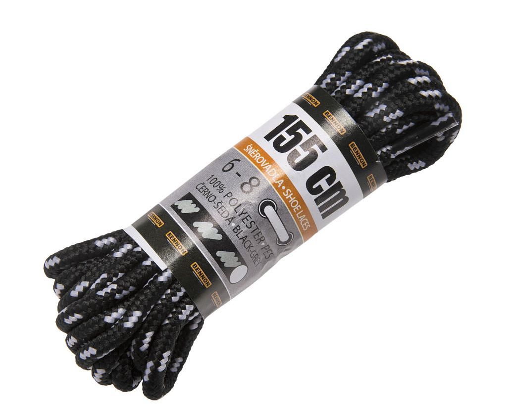 Tkaničky D33155 černo šedé 155 cm - Obrázek Tkaničky D33155 černo šedé 155 cm - Obrázek